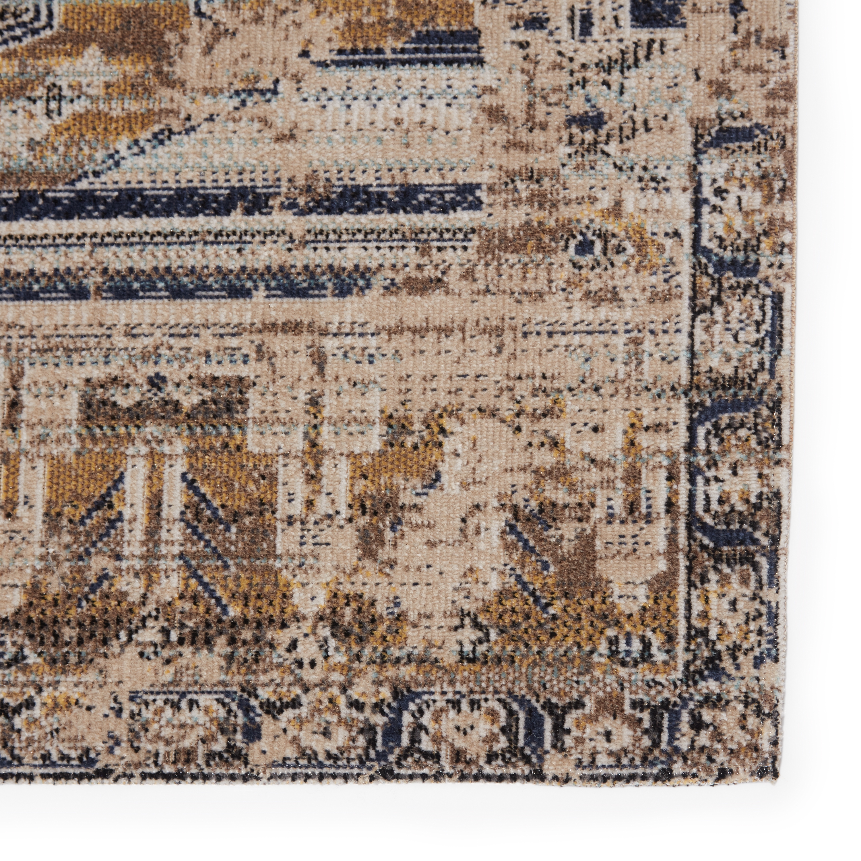 Cicero Indoor/ Outdoor Medallion Tan/ Blue Area Rug (7'6"X9'6") - Image 3
