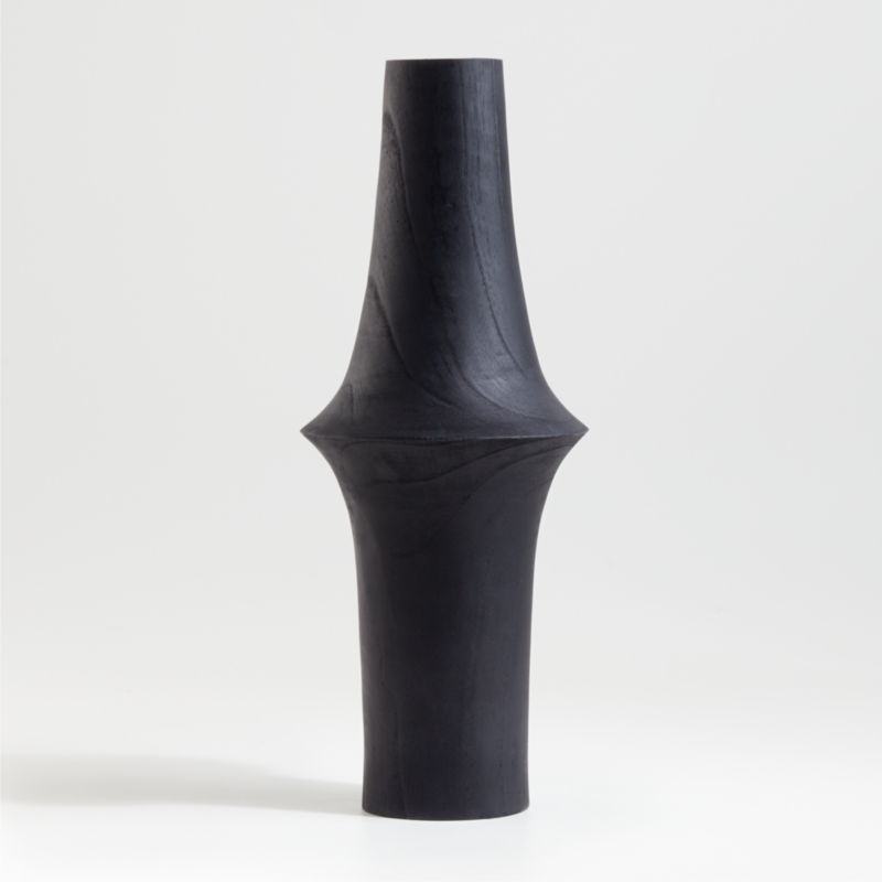 Arllon Wood Vase, Black, Medium - Image 0