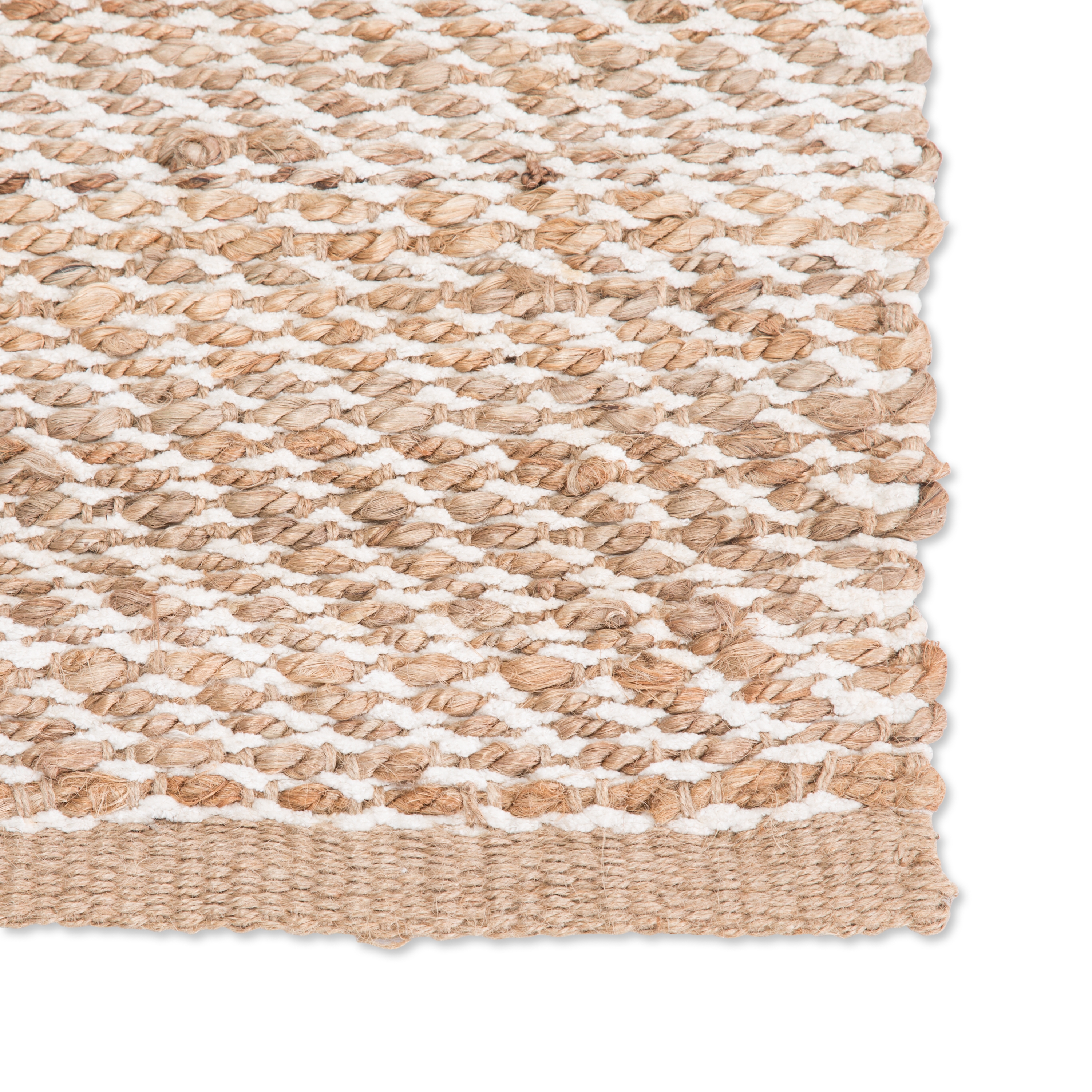 Diagonal Weave Natural Solid Beige/ White Area Rug (8' X 10') - Image 3