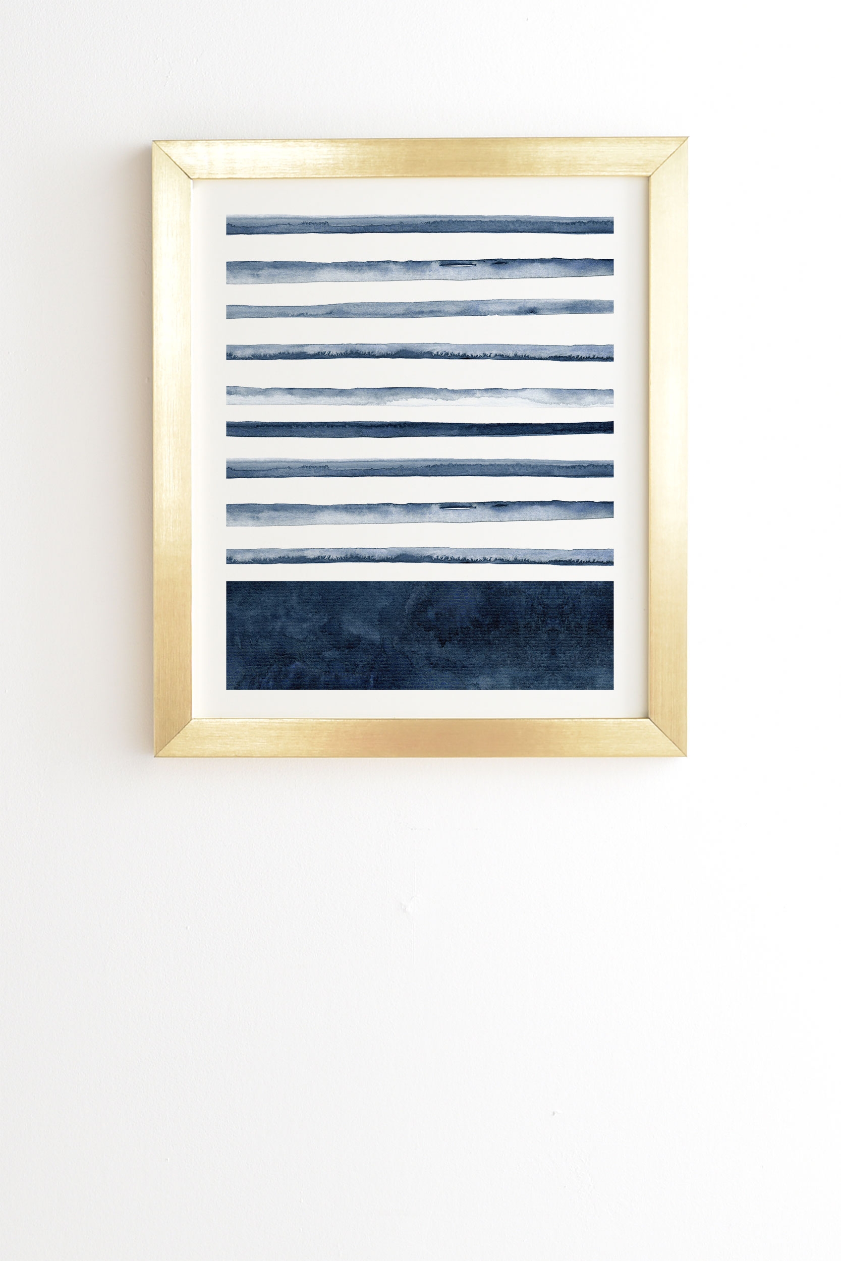 Stripes Watercolor Pattern by Kris Kivu - Framed Wall Art Basic Gold 11" x 13" - Image 0