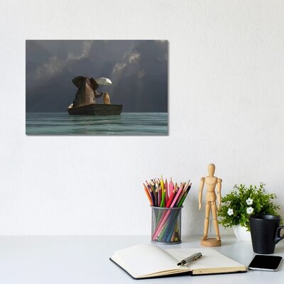 Elephant and Dog Are Floating in a Boat II by Mike Kiev - Graphic Art Print - Image 0