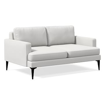 Andes Loveseat, Poly, Performance Washed Canvas, White, Dark Pewter - Image 0