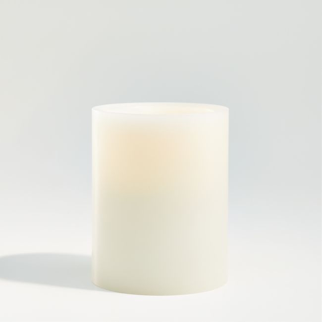 Warm White Flameless 4"x5" Wax Pillar Candle - Image 0