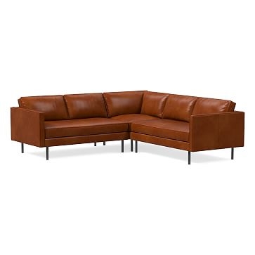 Axel 95" 3-Piece L-Shaped Sectional, Sierra Leather, Licorice, Metal - Image 1