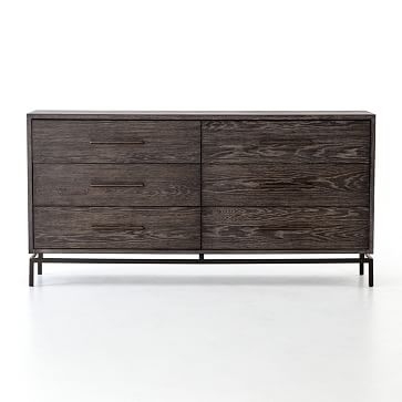 Washed Oak & Iron 6-Drawer Dresser - Image 1