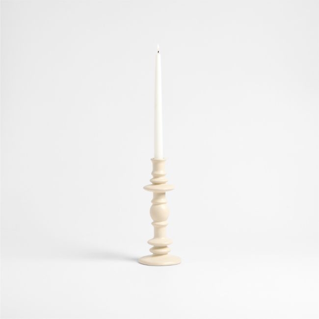 Cortana Large Off-White Earthenware Taper Holder 10.25" - Image 0