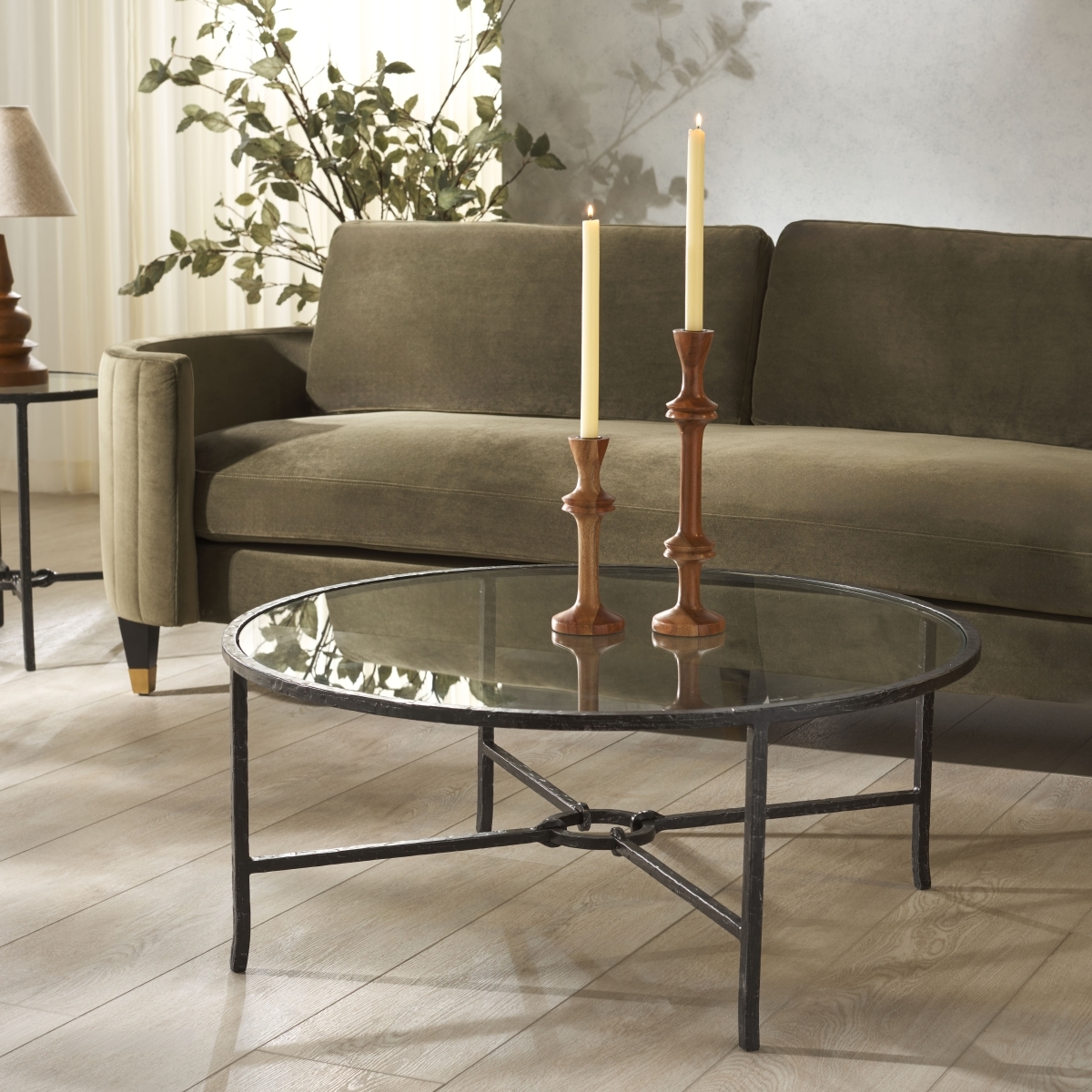 Tauri Metal Round Coffee Table - Black/Clear - Image 1