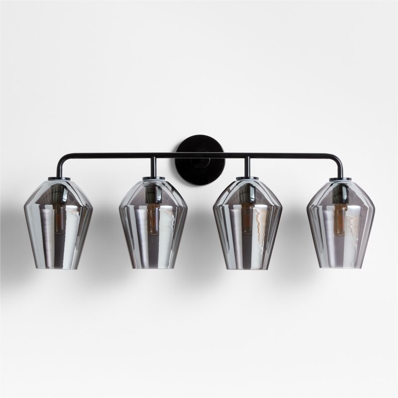 Arren Black 4-Light Wall Sconce Light with Silver Glass Angled Shade - Image 1