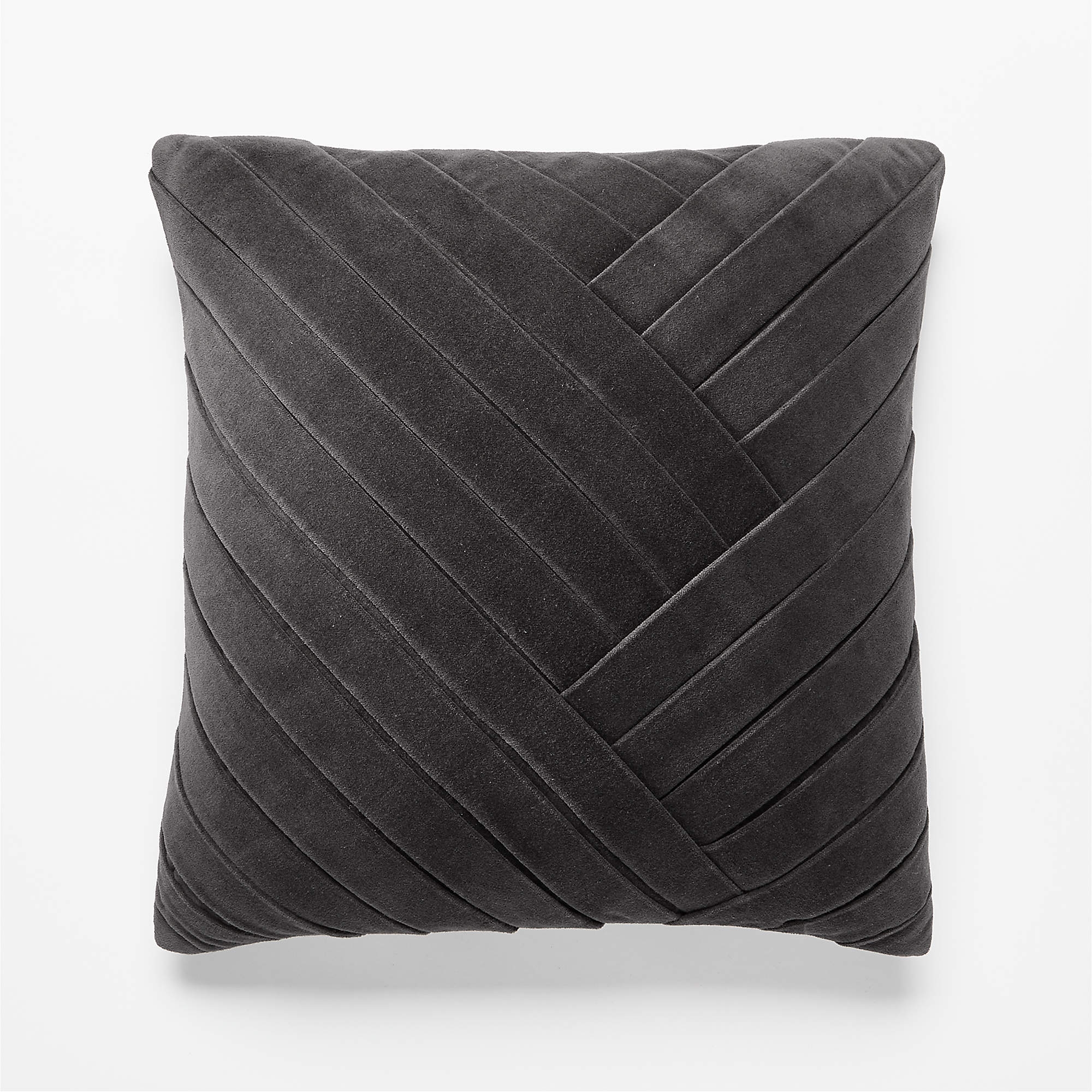 Leger Velvet Pillow Charcoal with Down-Alternative Insert, 18" x 18" - Image 0
