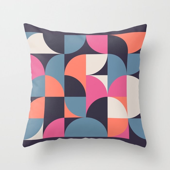 Mid Century Geometric 22 Throw Pillow by The Old Art Studio - Cover (24" x 24") With Pillow Insert - Indoor Pillow - Image 0