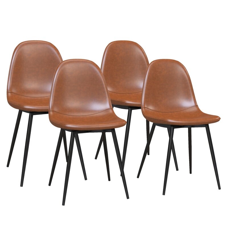 Wade Side Chair, Caramel Faux Leather, Set of 4 - Image 0