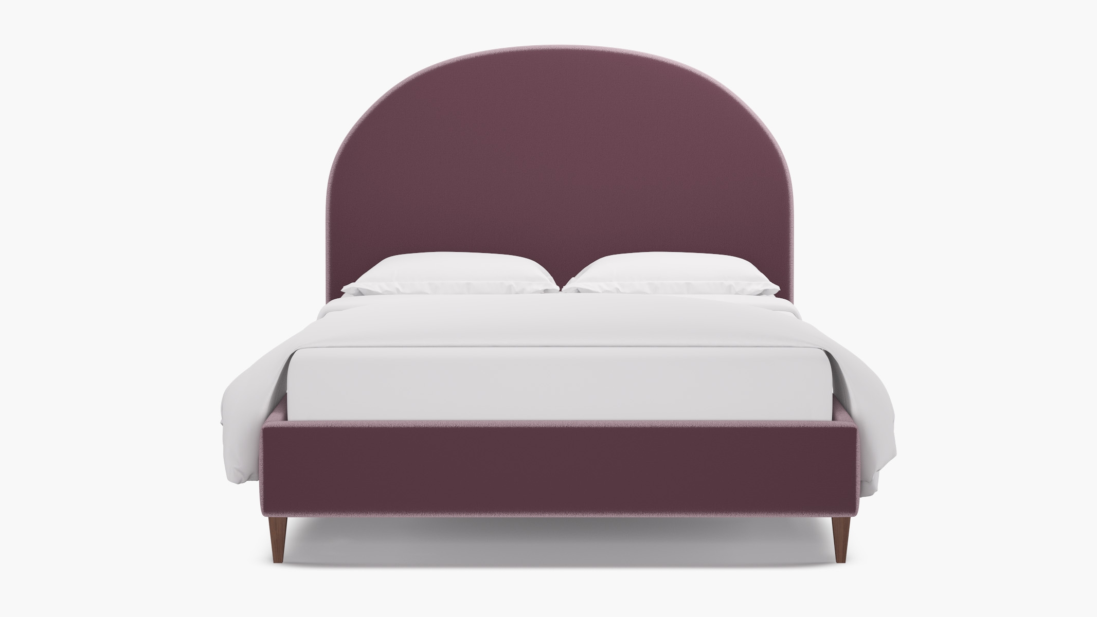 Demilune Bed, Lavender Performance Plush Velvet, Walnut Square Tapered Leg, King - Image 0