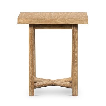 Geometric Oak Base Side Table, Square, Whitewashed Oak - Image 2