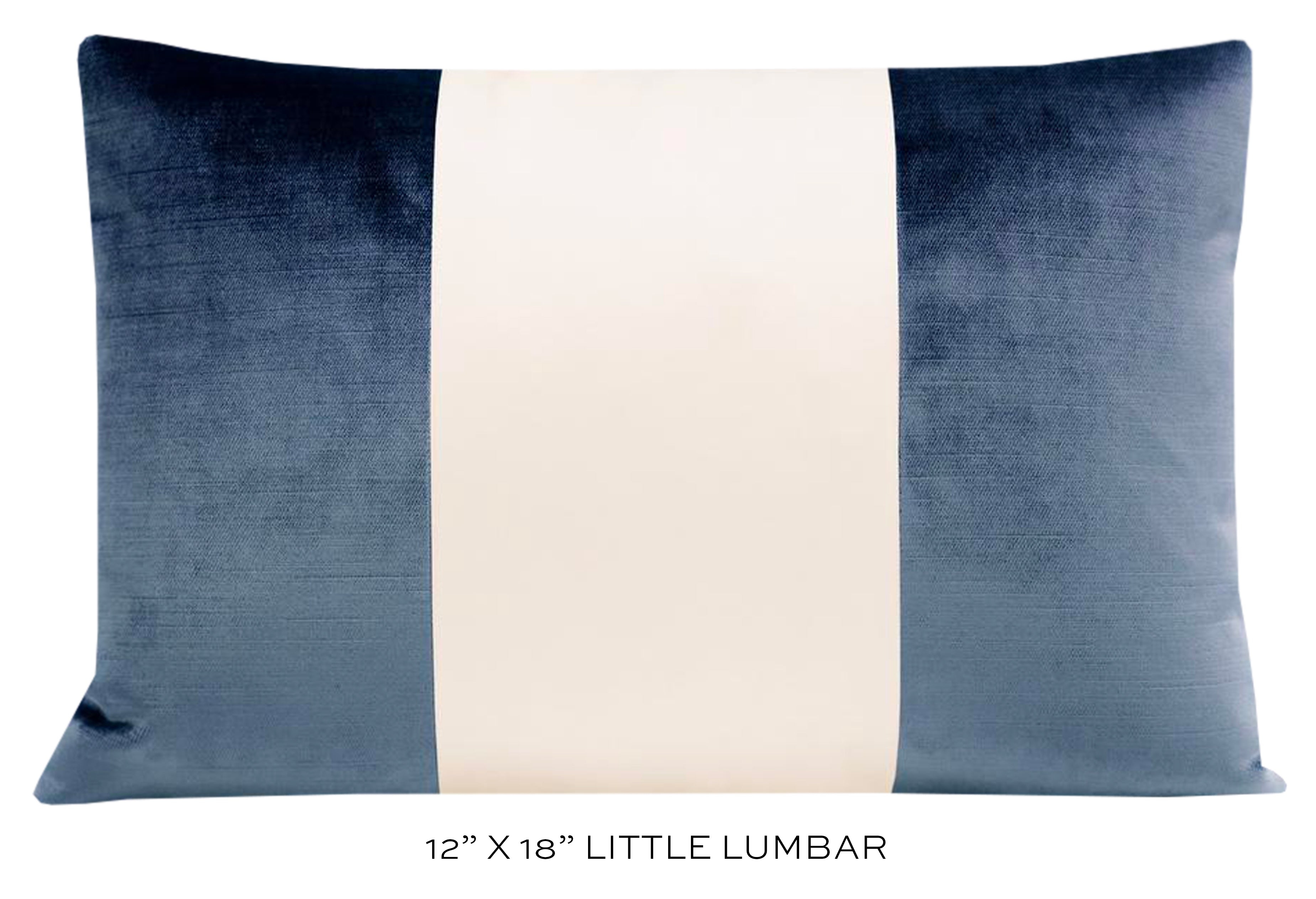 PANEL COLORBLOCK :: FAUX SILK VELVET // PRUSSIAN BLUE + ALABASTER SILK - 20" X 26" STANDARD SHAM - Image 3