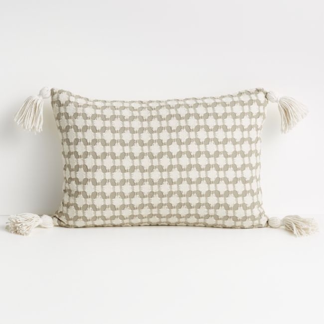 Tahona Textured Pillow with Feather-Down Insert, White Swan, 18" x 12" - Image 0