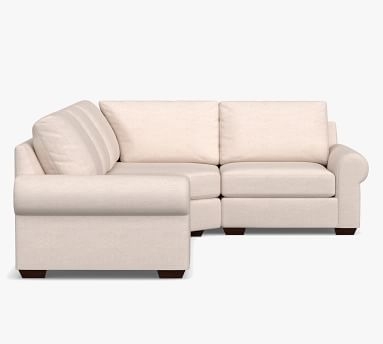 Big Sur Roll Arm Upholstered Left Arm 3-Piece Wedge Sectional with Bench Cushion, Down Blend Wrapped Cushions, Basketweave Slub Ivory - Image 3