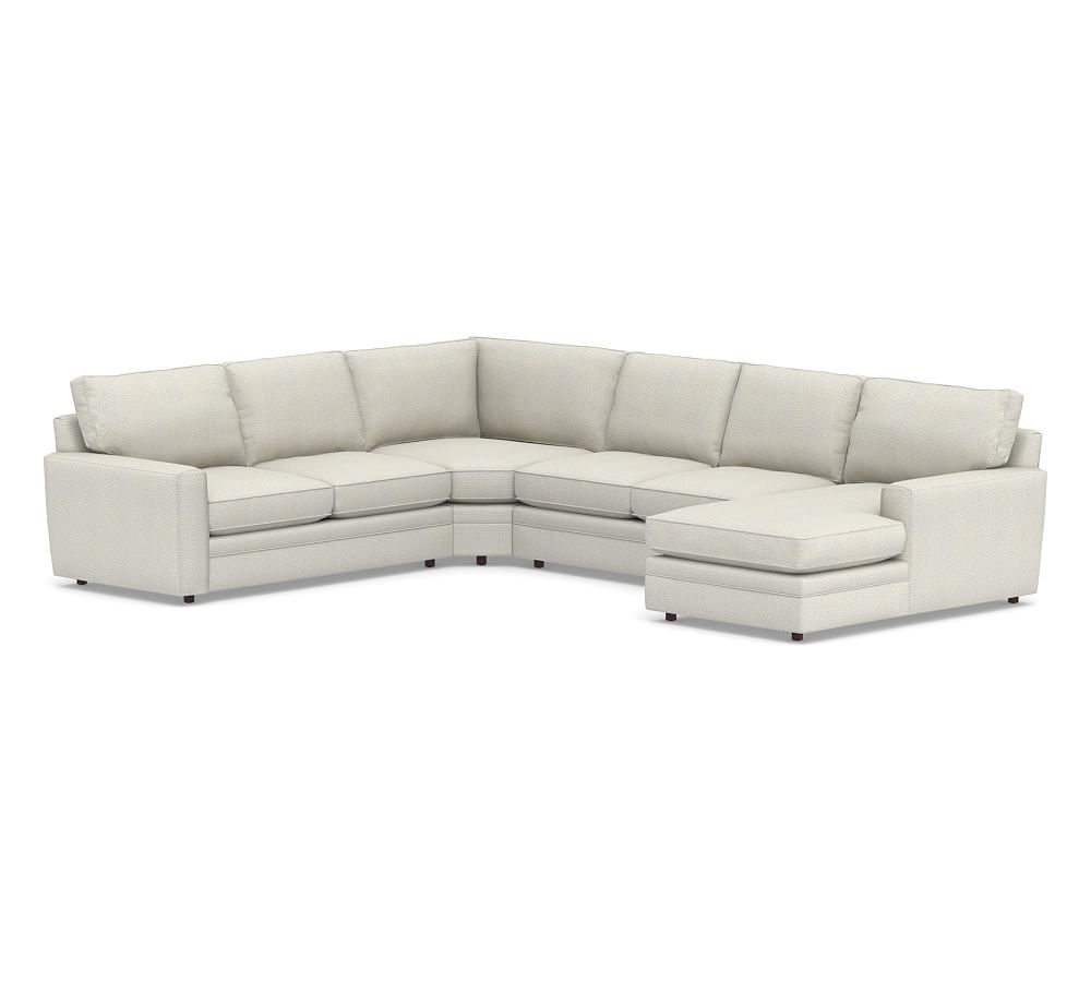 Pearce Square Arm Upholstered Left Arm 4-Piece Wedge Sectional, Down Blend Wrapped Cushions, Performance Heathered Basketweave Dove - Image 0