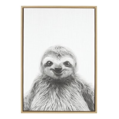 'Animal Print Sloth Portrait' Framed Photographic Print on Wrapped Canvas - Image 0