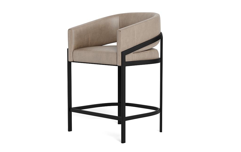 Mina Leather Metal Framed Upholstered Stool - Image 2