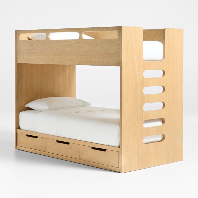 Bridgeman Natural Oak Wood Kids Storage Trundle Bed - Image 3