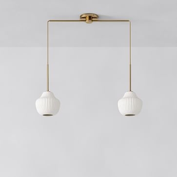 Sculptural 2-Light Pendant, Ribbed Small, Champagne, Polished Nickel, 7.5" - Image 2