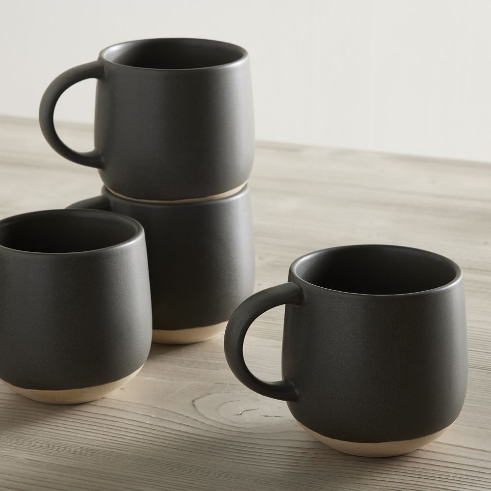 Mill Stoneware Elevated Handled Mug, Black, Set of 4 - Image 0