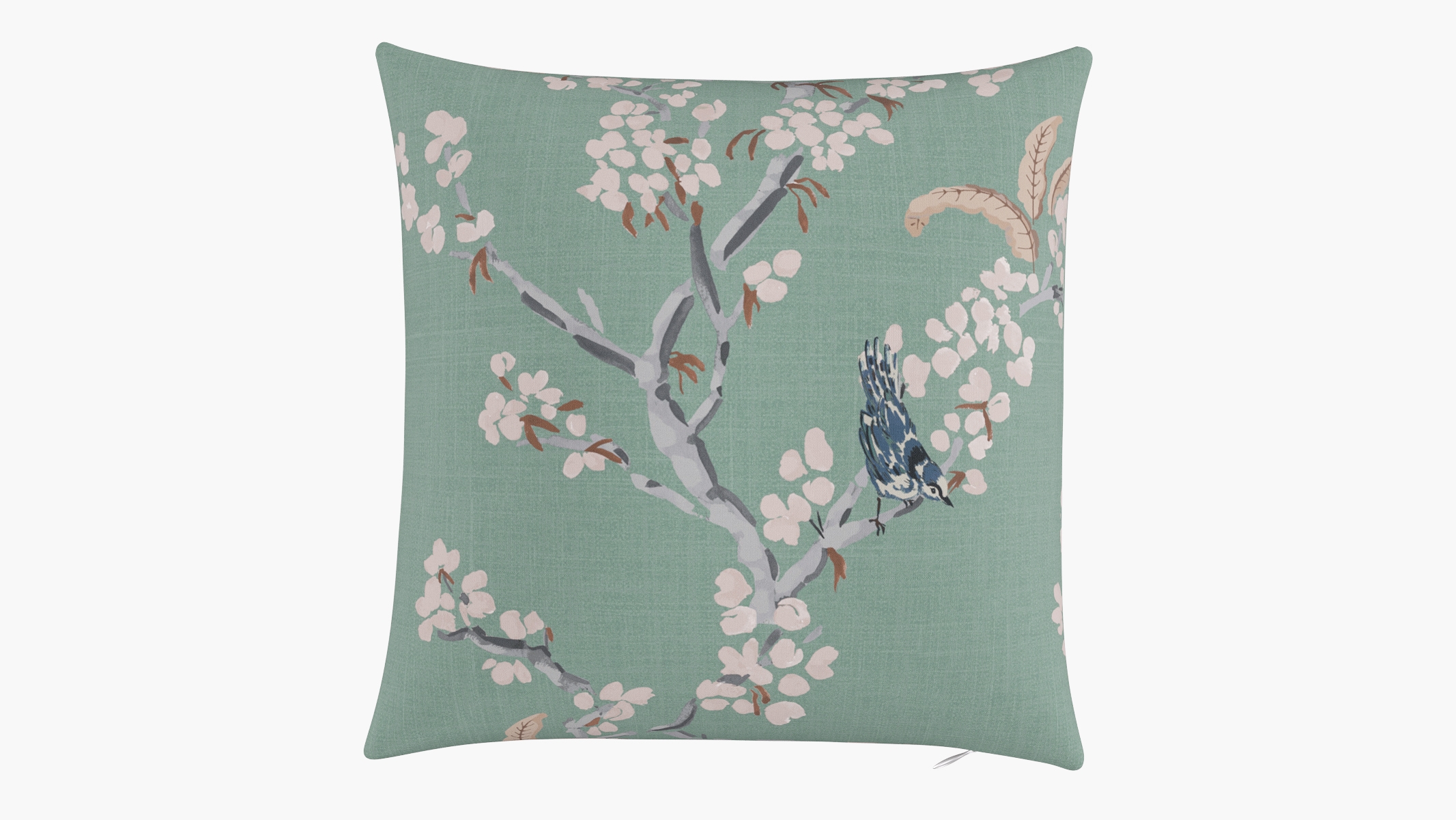 Throw Pillow 18", Mint Cherry Blossom, 18" x 18" - Image 0