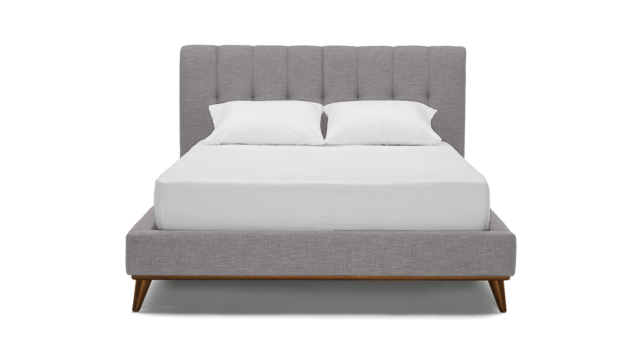 Gray Hughes Mid Century Modern Bed - Taylor Felt Grey - Mocha - Cal King - Image 0