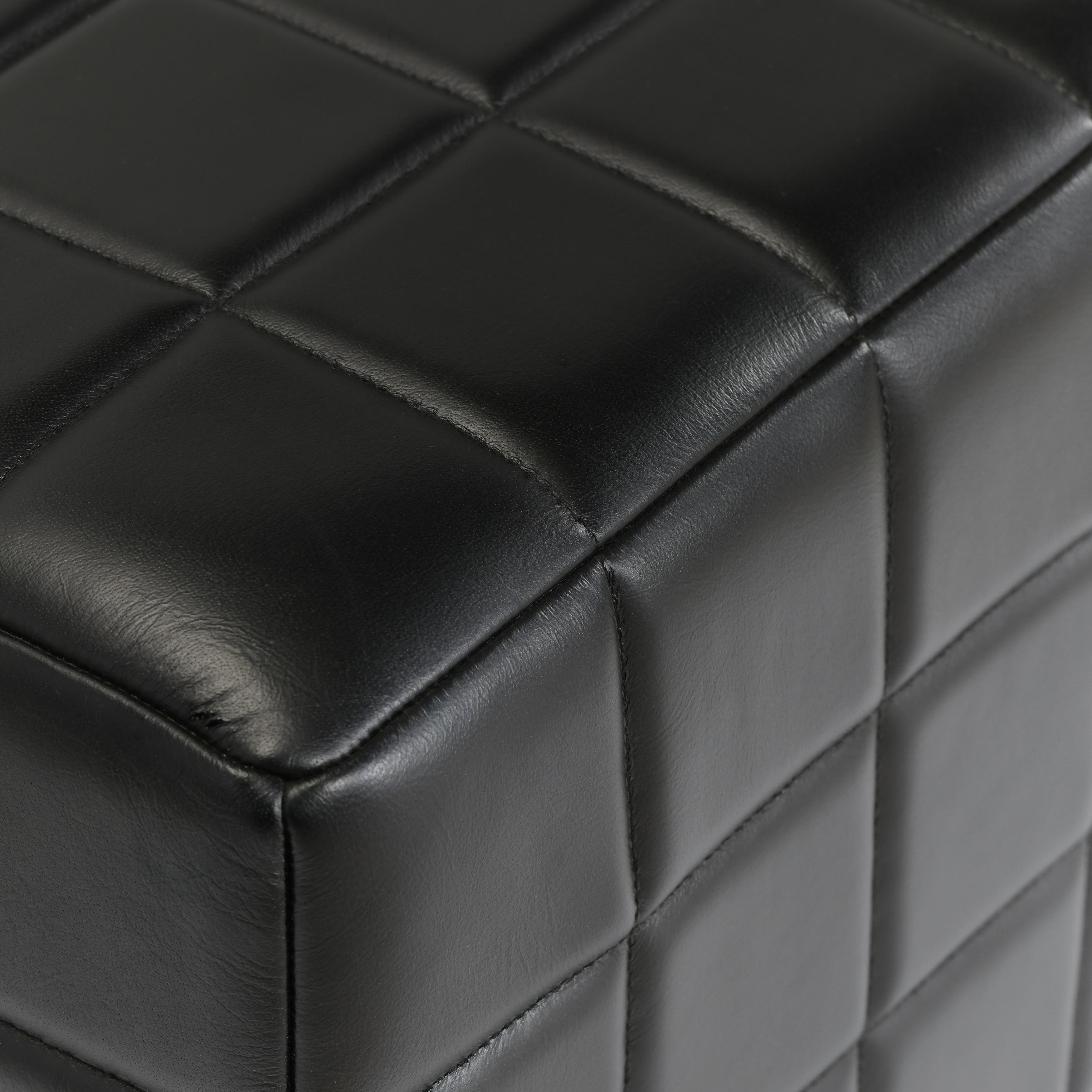 Carlo Leather 18" Square Ottoman Jet Black - Image 2