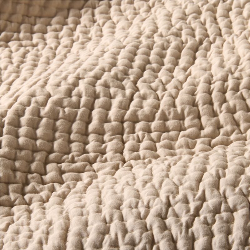 Stitched Organic Cotton Sateen Taupe Full/Queen Quilt - Image 3