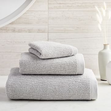Organic Quick-Dry Textured Towel Set, Ethereal Blue, Set of 3 - Image 2