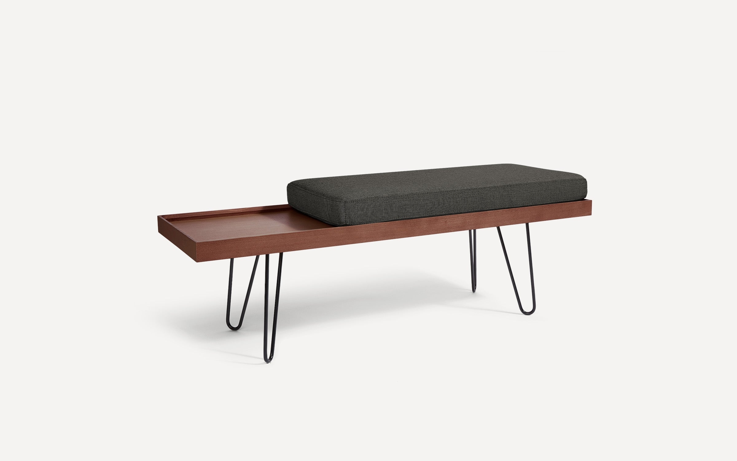 Carta Bench - Papyrus - Performance Basketweave / Oak - Wood / Straight Leg - Image 4