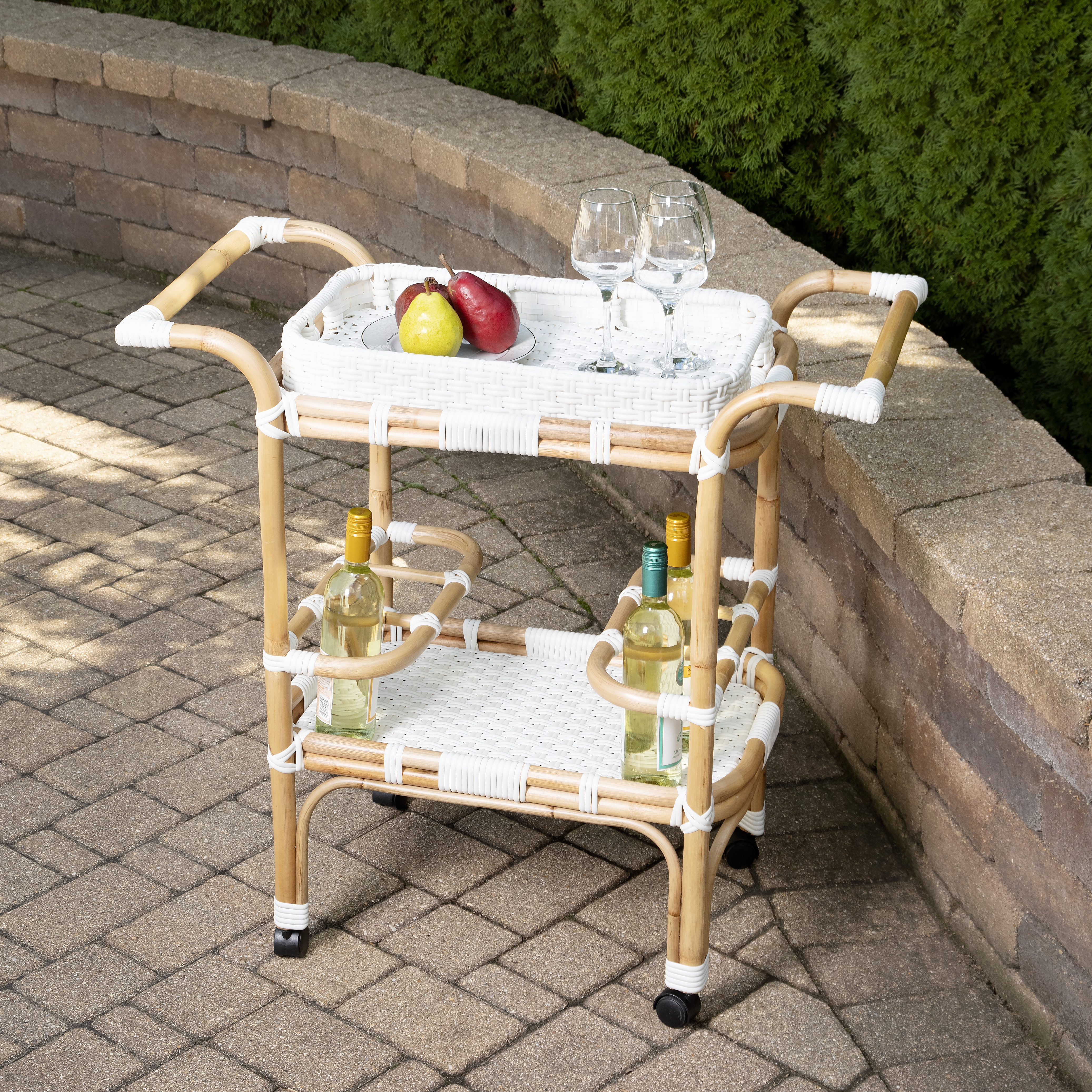 Selena Smooth White Bar Cart - Image 1