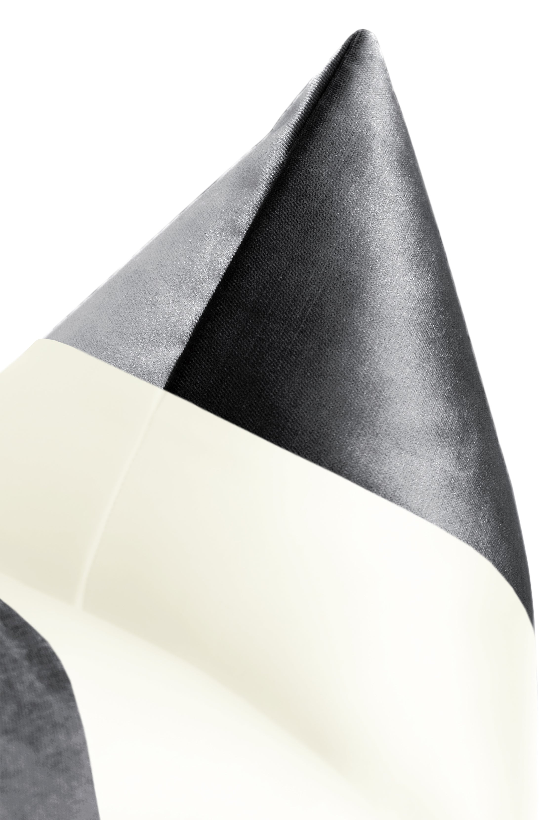 PANEL COLORBLOCK :: FAUX SILK VELVET // GRAPHITE + ALABASTER SILK - LITTLE LUMBAR 12" X 18" - Image 2
