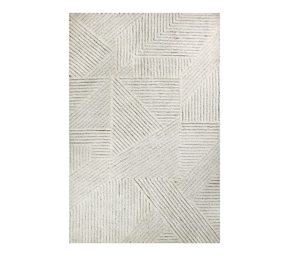 Maverick Geometric Washable Wool Rug, Almond, 5'7"x7'x11" - Image 0