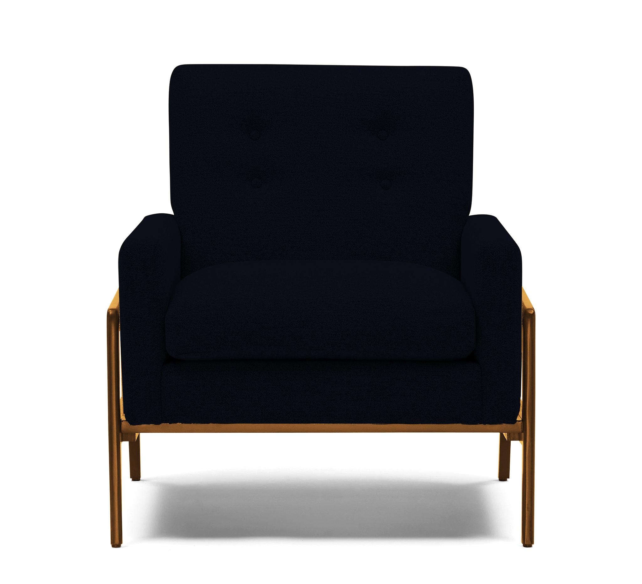 Blue Clyde Mid Century Modern Chair - Sunbrella Premier Indigo - Mocha - Image 0