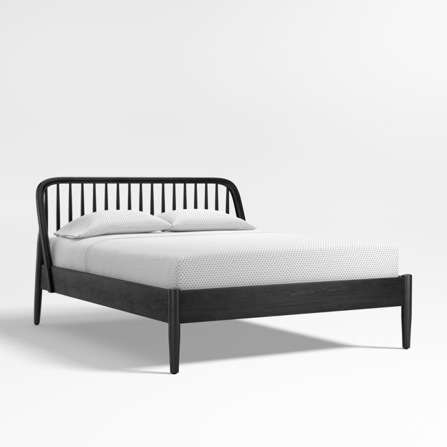 Bodie Spindle Ebonized Black Wood Kids Queen Bed - Image 0