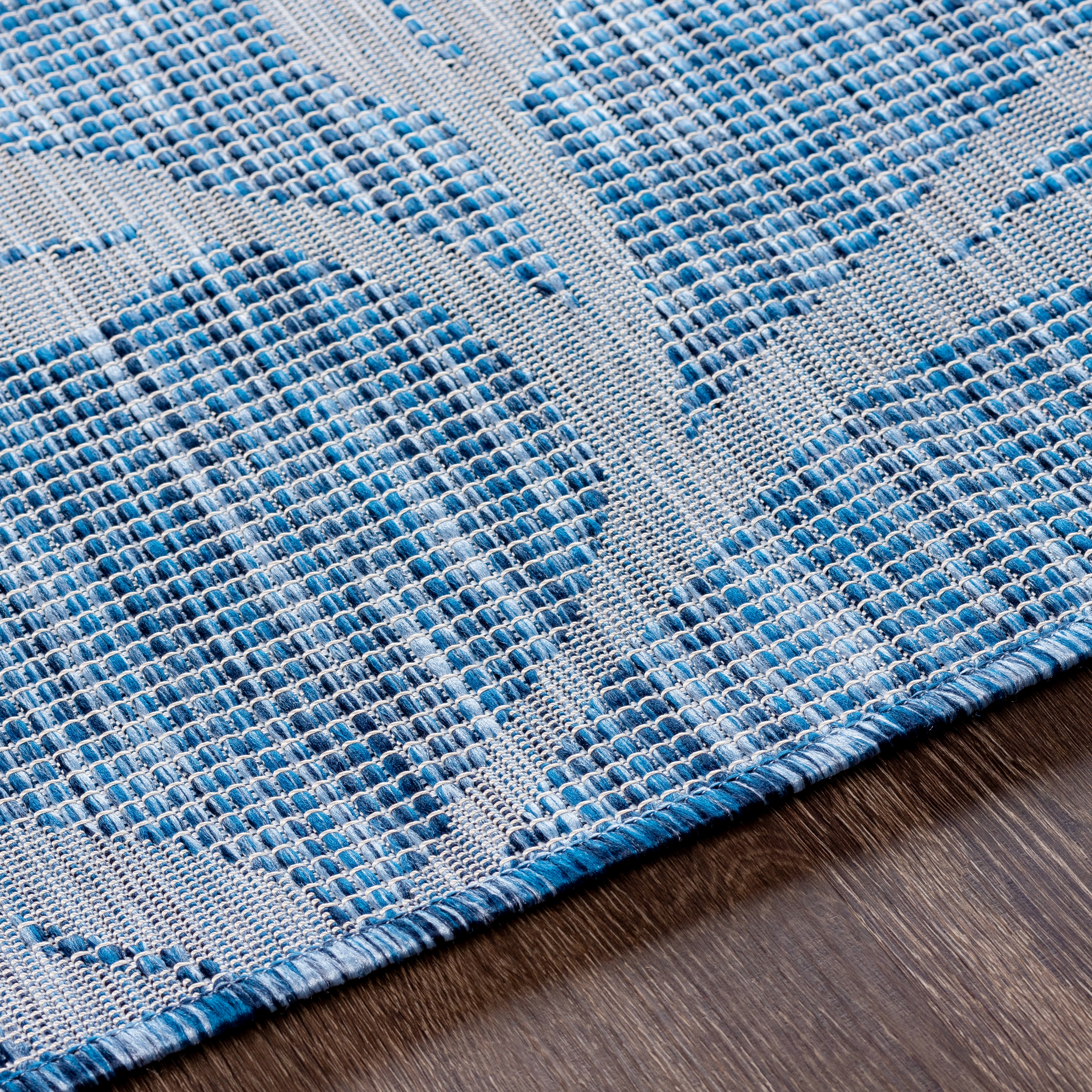 Pasadena Blue Outdoor 6'4" x 9' Machine Woven Rug - Image 3