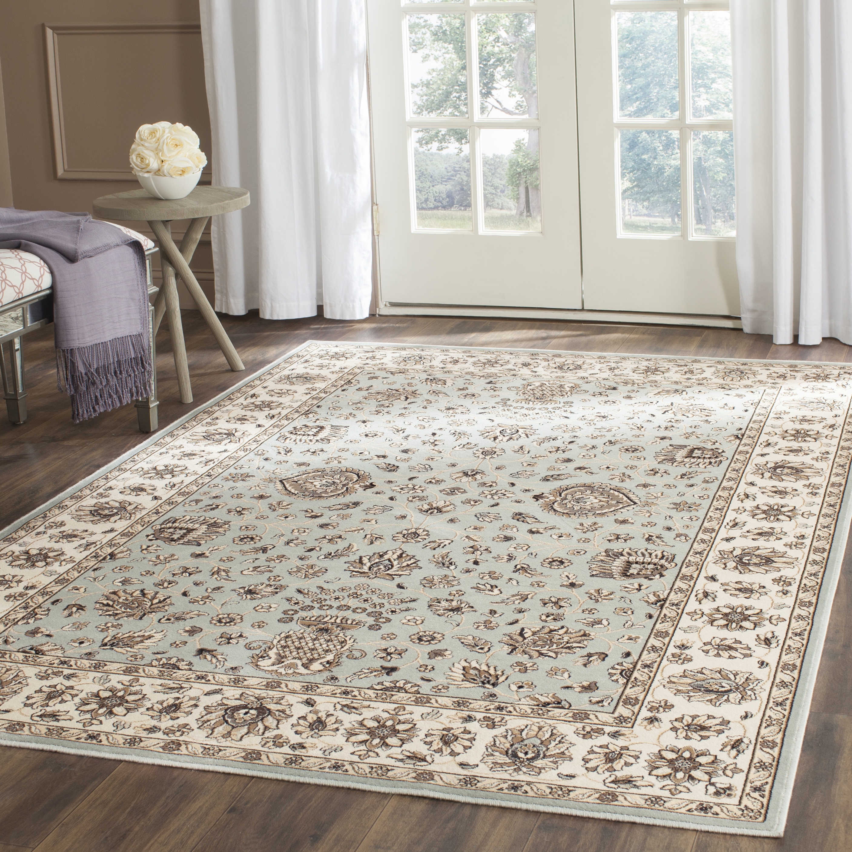 Arlo Home Woven Area Rug, PEG610L, Light Blue/Ivory,  4' X 5' 3" - Image 0