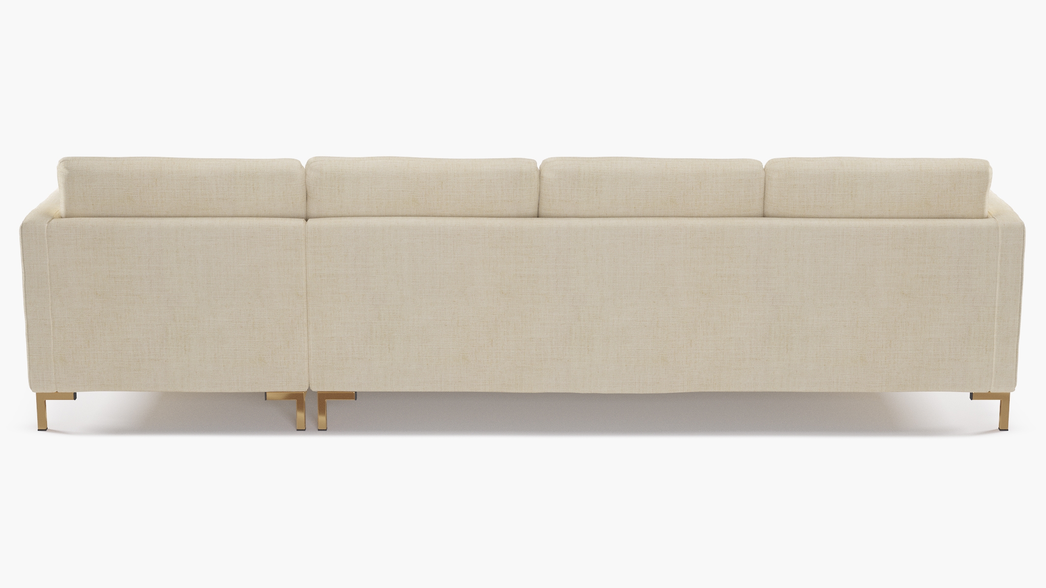 Right Facing Modern Sectional, Talc Everyday Linen, Brass - Image 3