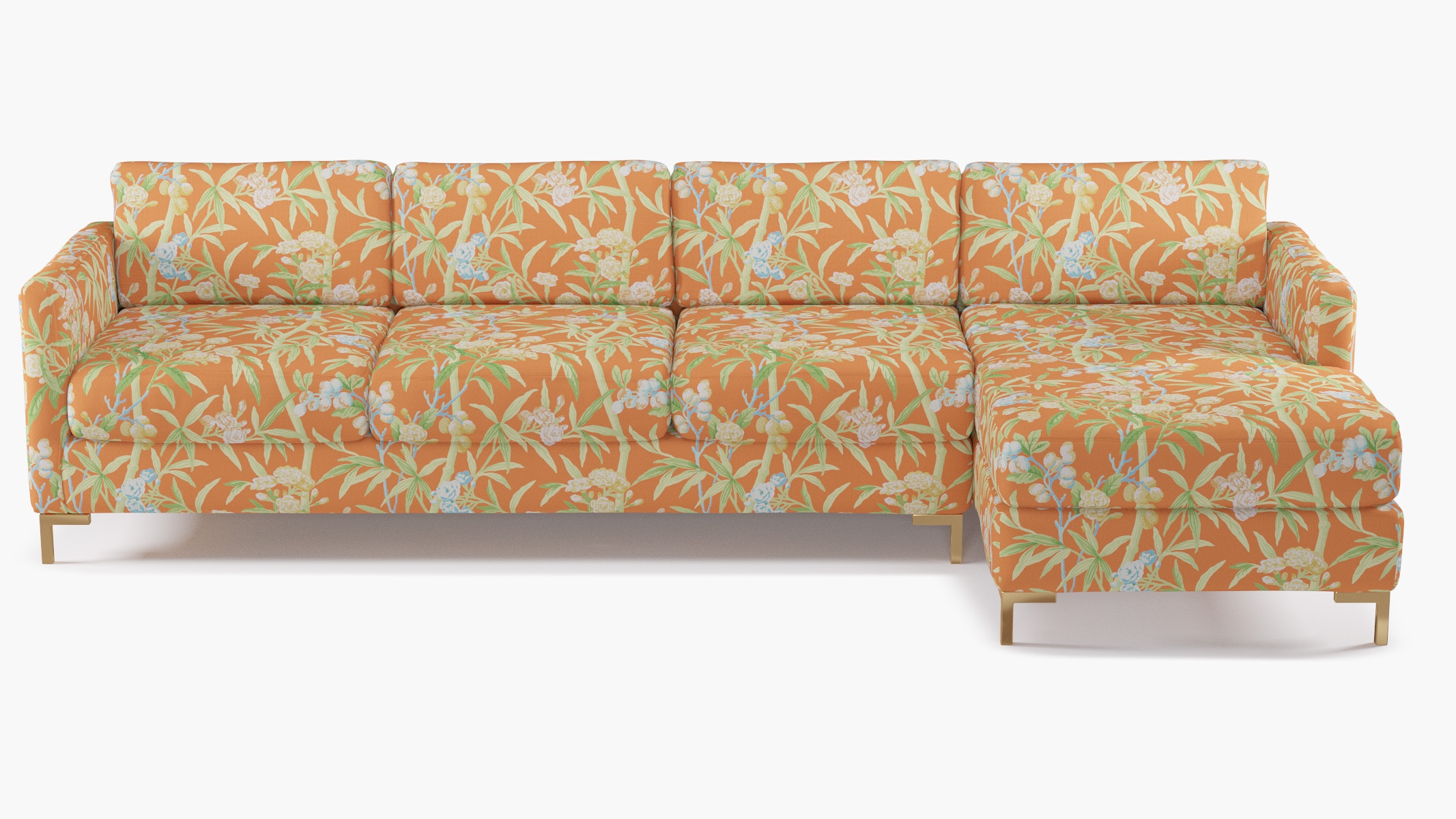 Modern Sectional, Right Facing, Mandarin Lanai, Brass L Leg - Image 0