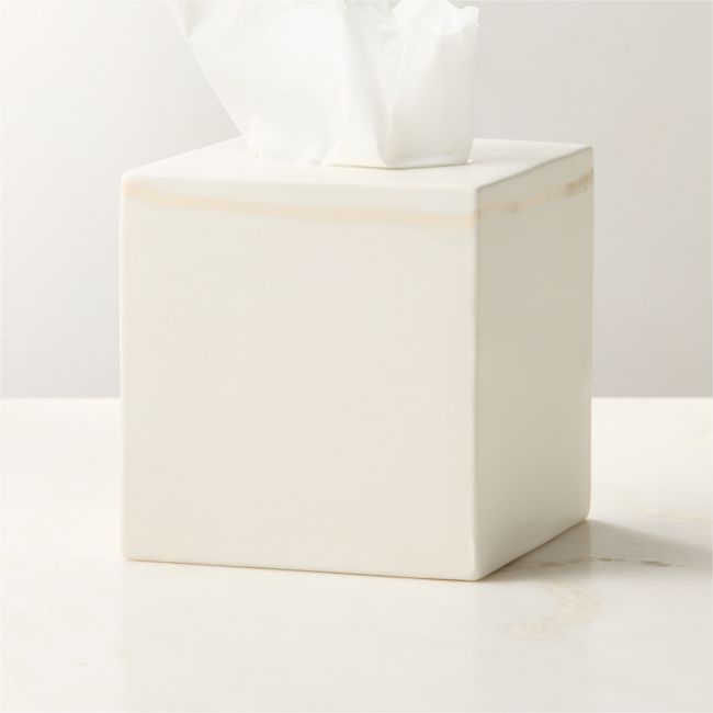 Violeta White Ceramic Tissue Box Cover - Image 0