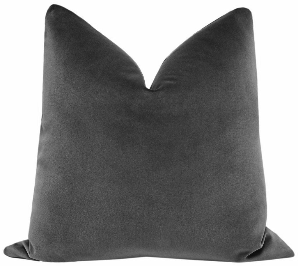 FINAL SALE : 18" X 18" SIGNATURE VELVET // GRAPHITE PILLOW COVER - 18" X 18" - Image 0