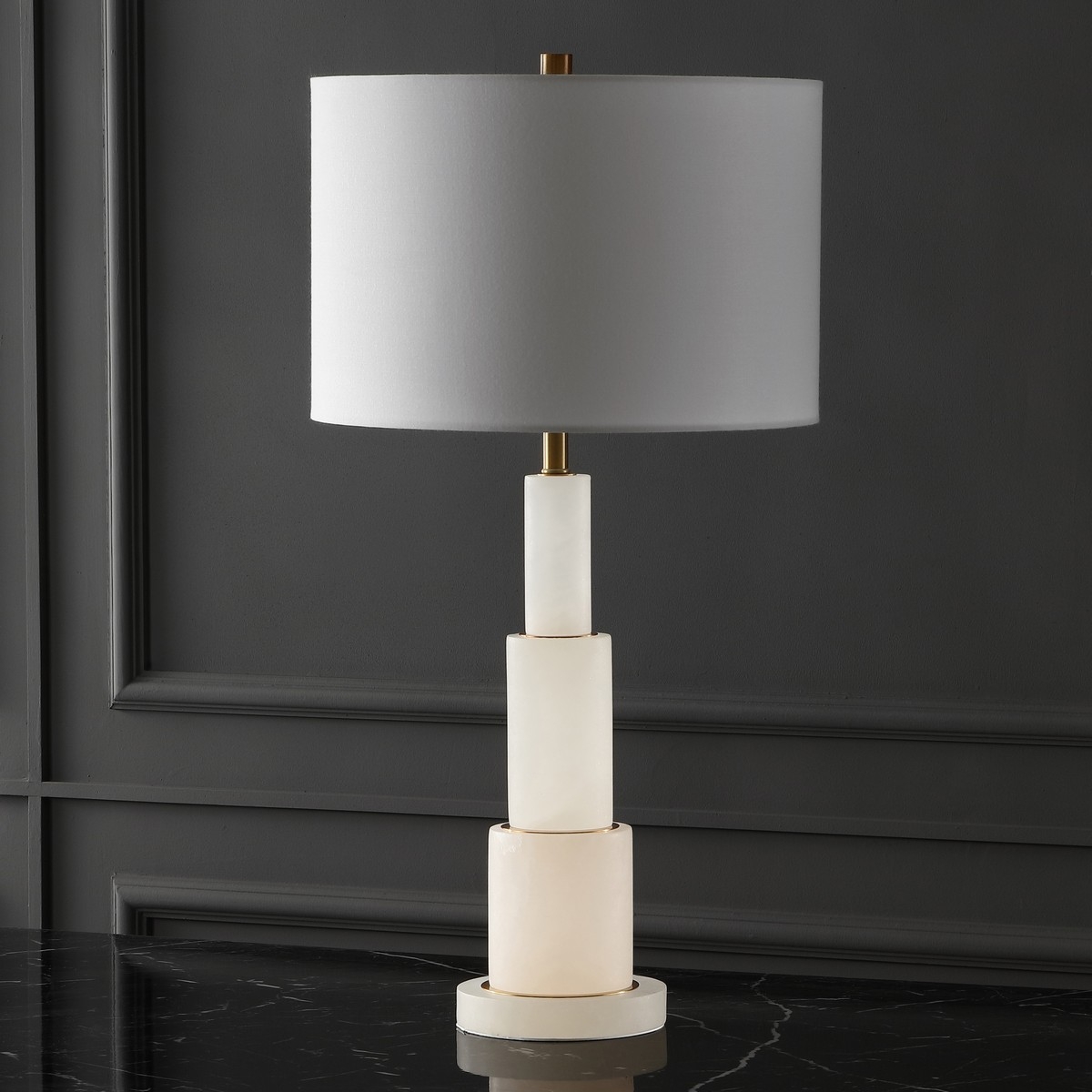Gardiner Alabaster Table Lamp - White / Gold - Safavieh - Image 2