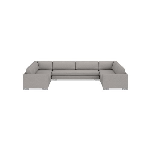 Yountville 5-Piece U-Shape Sofa, Down Cushion, Perennials Performance Melange Weave, Fog, Metal Leg - Image 0
