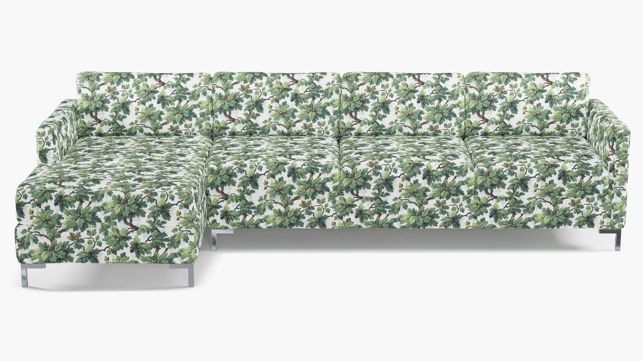 Modern Sectional, Left Facing, Vert Woodland, Chrome L Leg - Image 0