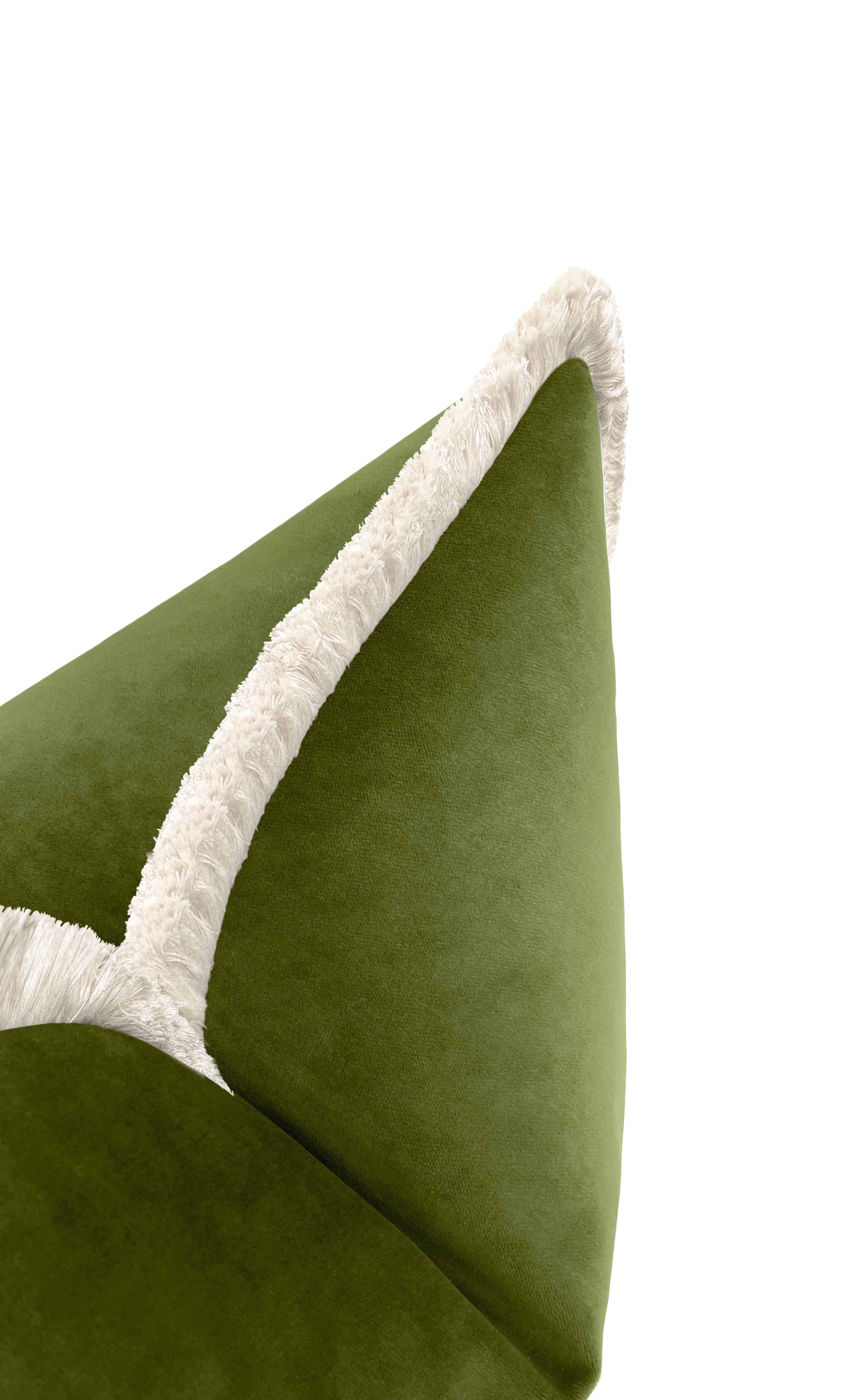 SOCIETY VELVET // OLIVE + FRINGE - 20" X 20" / Bone Fringe - Image 7