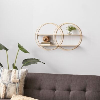 Cosmoliving By Cosmopolitan Gold Metal Contemporary Wall Shelf, 18 X 30 X 6 - Image 0