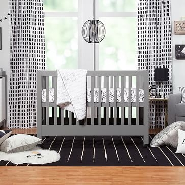 Maki Full-Size Portable Folding Crib with Toddler Bed Conversion Kit, Gray, WE Kids - Image 2