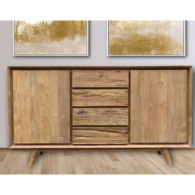 Recycled Teak Wood Retro Dresser With 2 Doors, 4 Drawers - Image 0